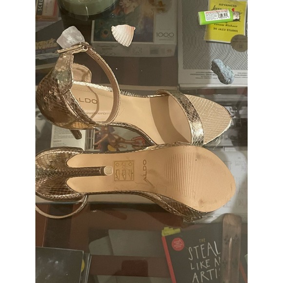 Metallic Gold Aldo Stiletto Heels with Strap - Picture 4 of 4